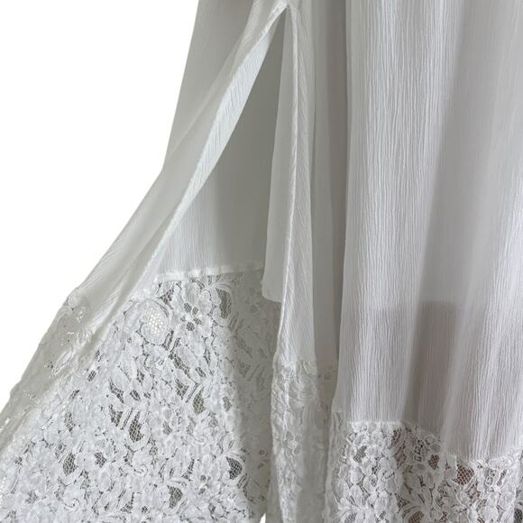 Abercrombie & Fitch White Y2K Lace Midi Dress Boho Coastal Cottagecore Prairie - Picture 8 of 11